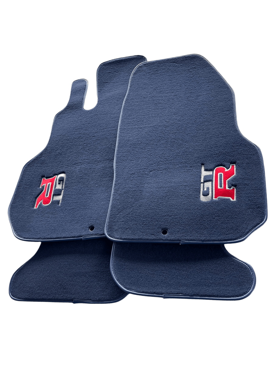 Floor Mats for Nissan GT-R Tailored Dark Blue Carpets Set With GTR Emblem - AutoWin