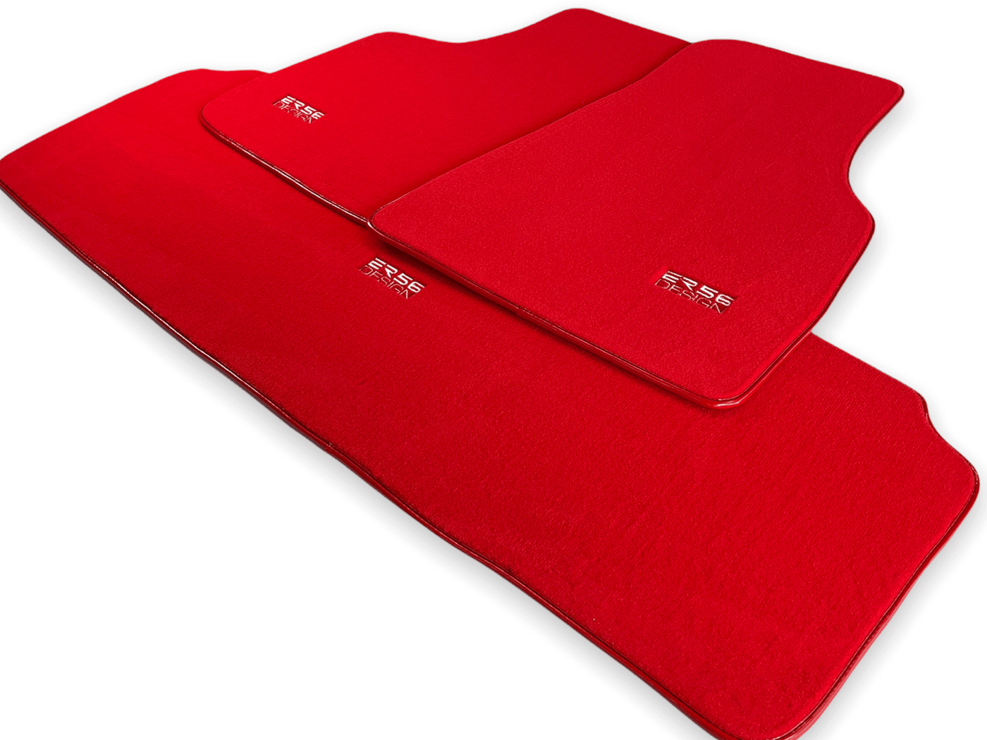 Floor Mats For Tesla Model X (6 Seats) Red Tailored Carpets ER56 Design - AutoWin