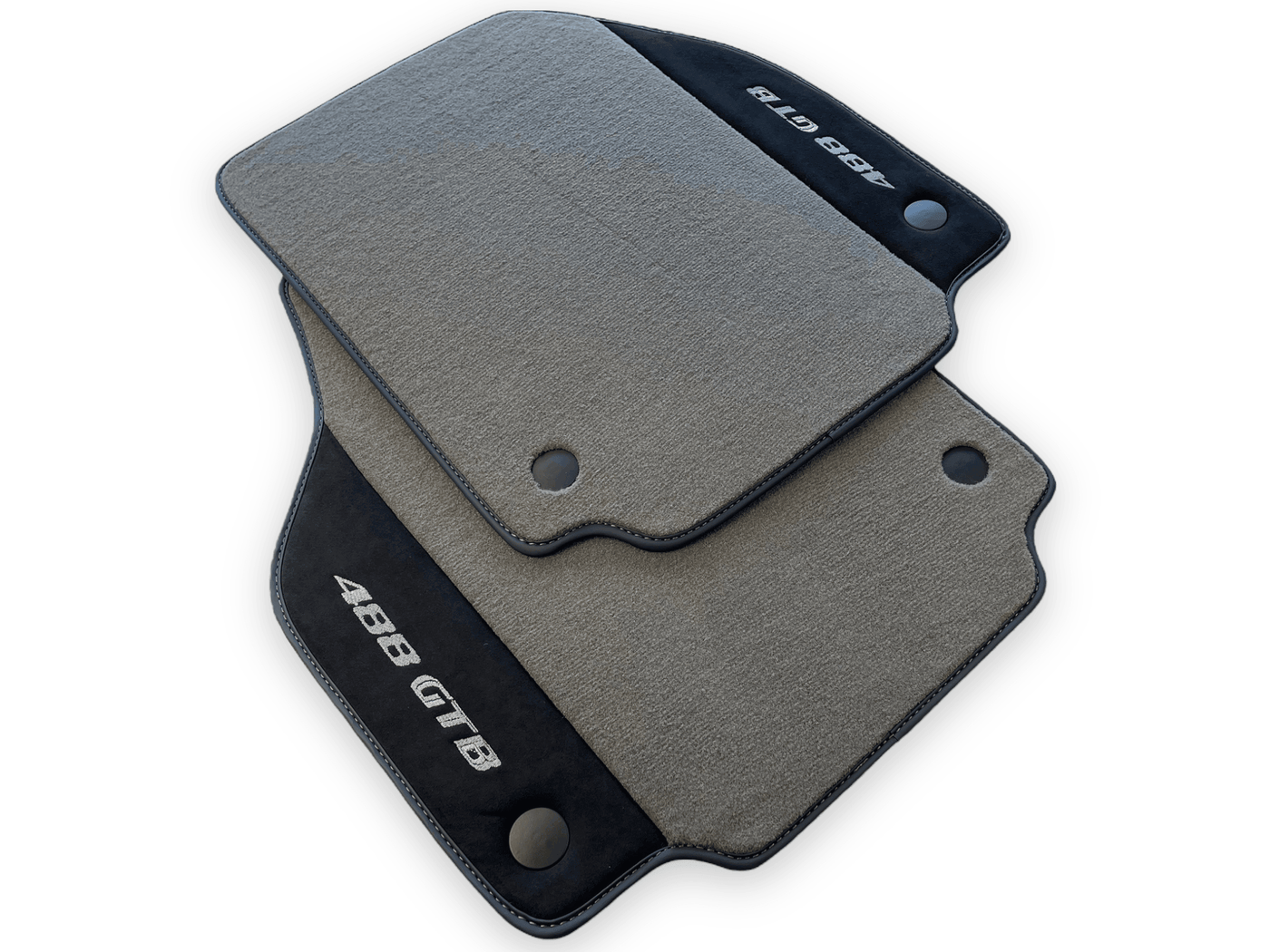Gray Floor Mats For Ferrari 488 GTB 2015-2022 Carpets With Alcantara Leather - AutoWin
