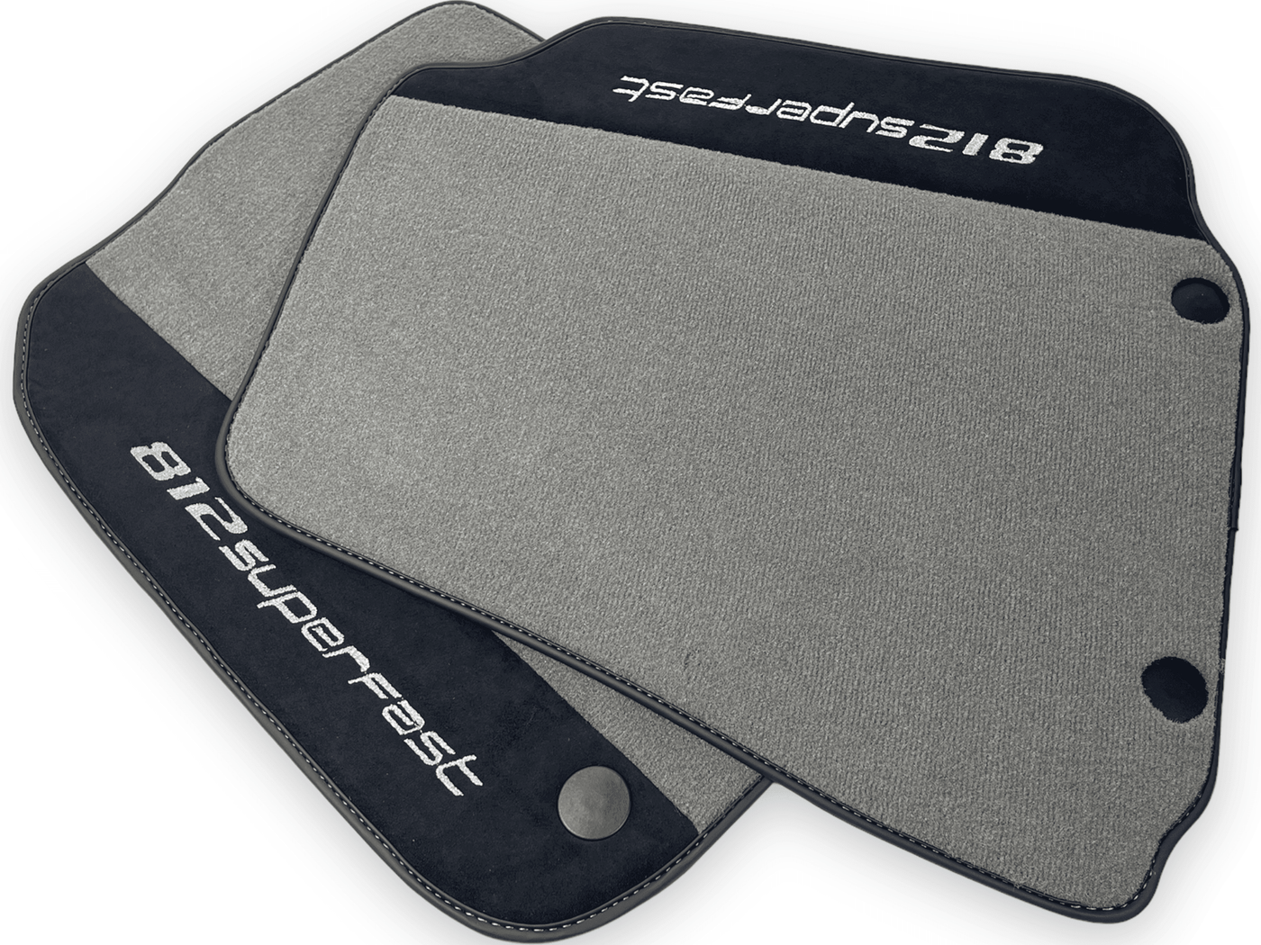Gray Floor Mats For Ferrari 812 Superfast With Alcantara Leather - AutoWin