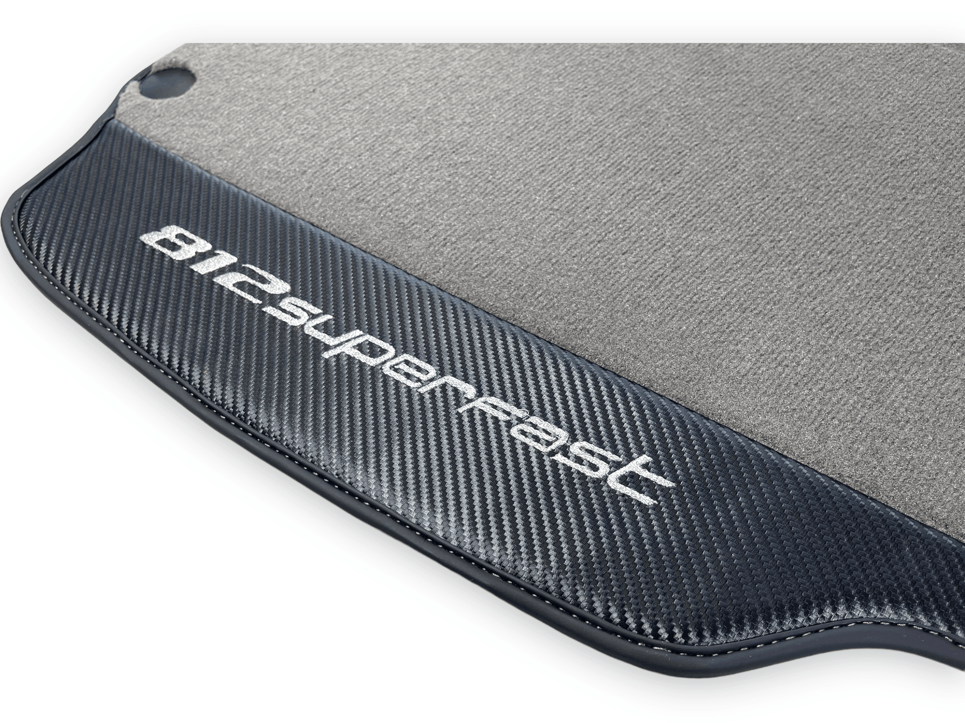 Gray Floor Mats For Ferrari 812 Superfast With Carbon Fiber Leather - AutoWin
