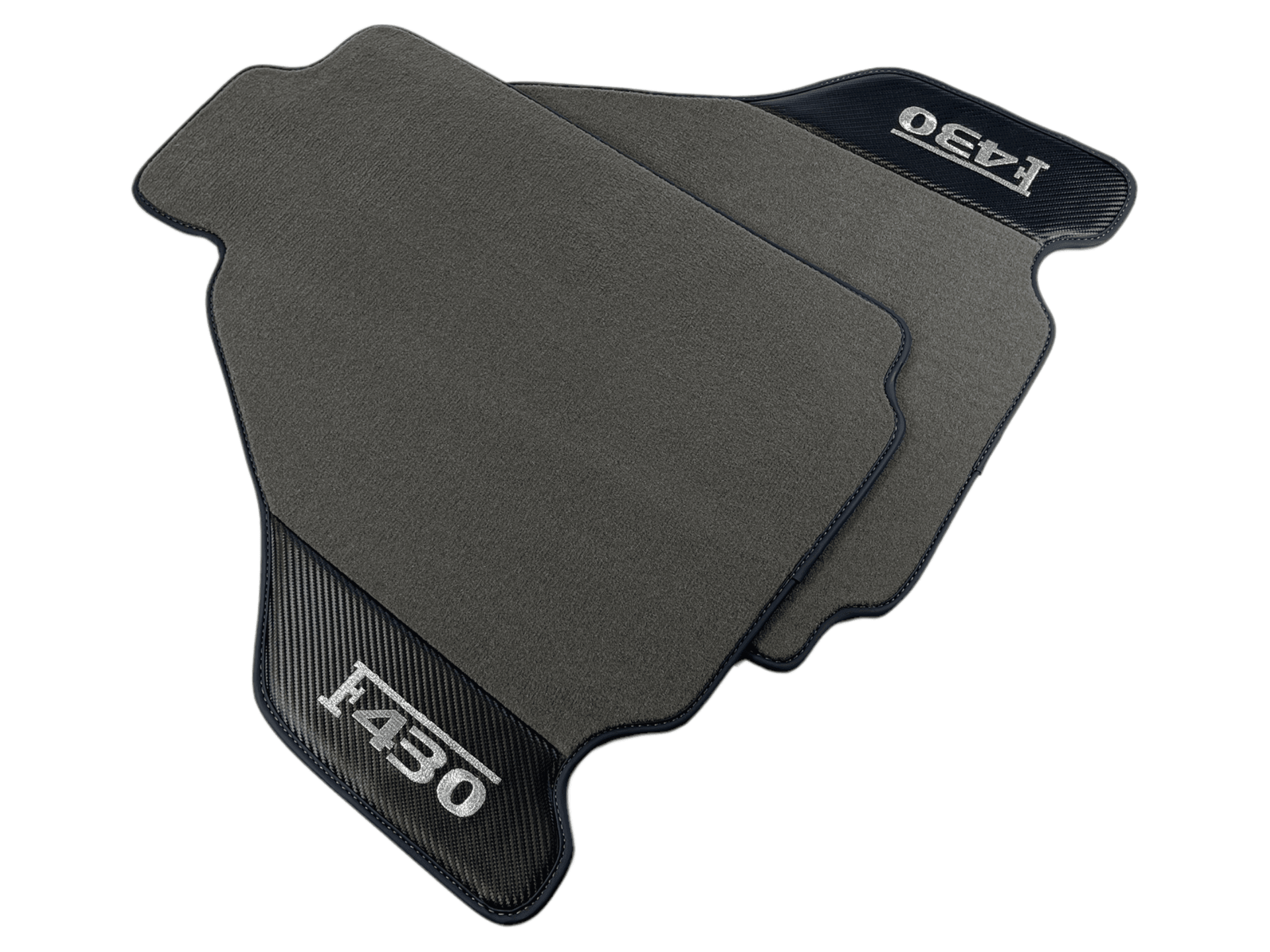 Gray Floor Mats For Ferrari F430 2004-2009 With Carbon Fiber Leather - AutoWin