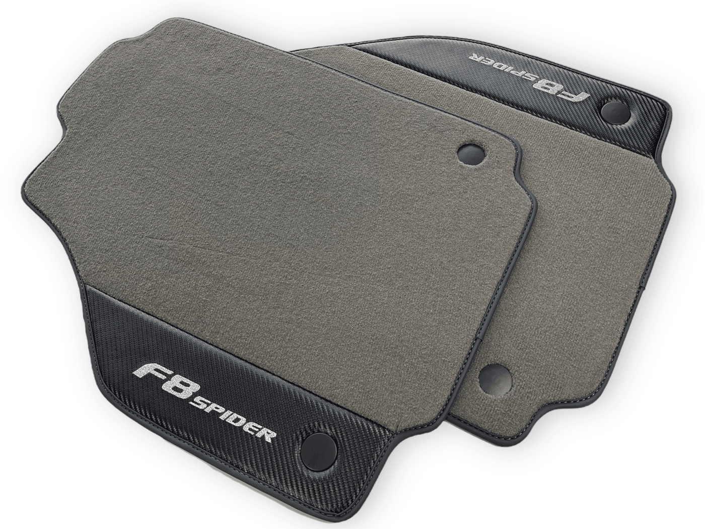 Gray Floor Mats For Ferrari F8 Spider 2019-2022 With Carbon Fiber Leather - AutoWin