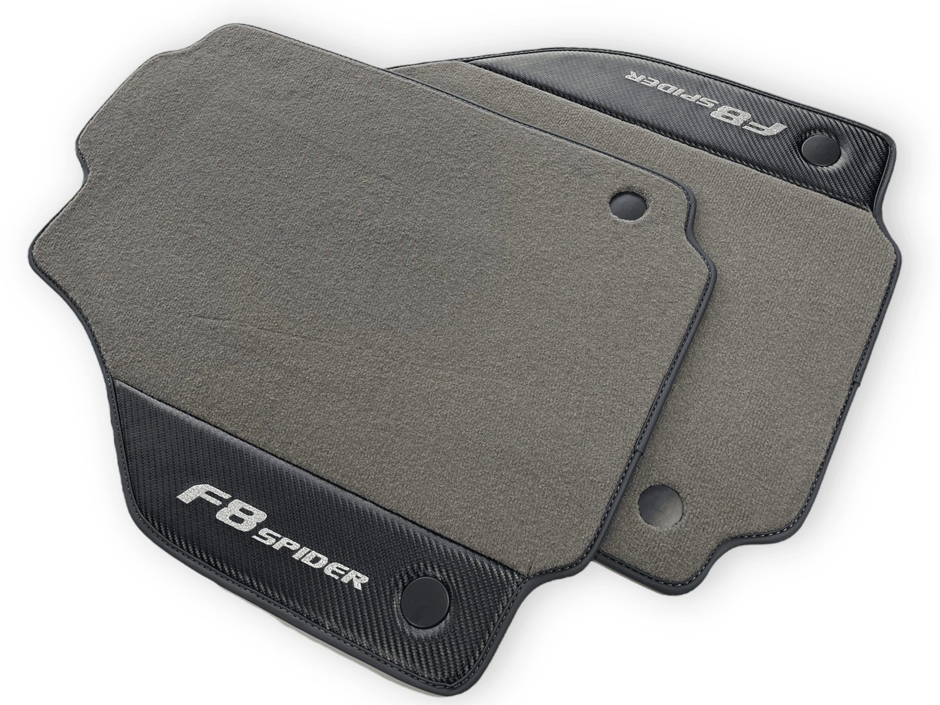 Gray Floor Mats For Ferrari F8 Spider 2019-2022 With Carbon Fiber Leather - AutoWin