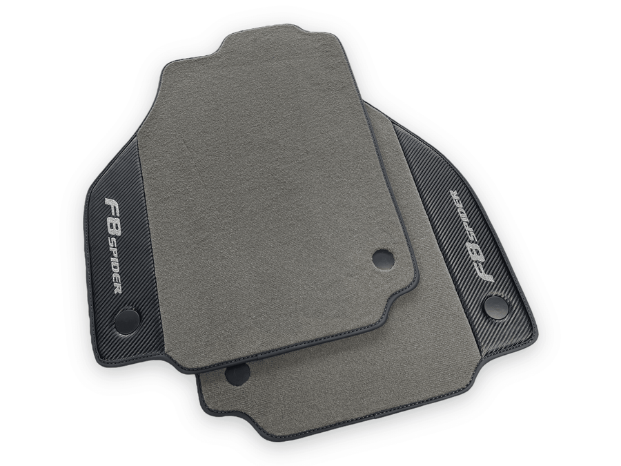 Gray Floor Mats For Ferrari F8 Spider 2019-2022 With Carbon Fiber Leather - AutoWin