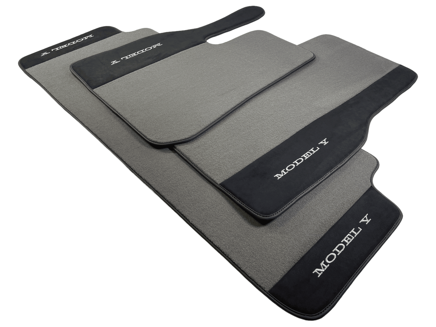 Gray Floor Mats For Tesla Model Y With Alcantara Leather - AutoWin
