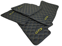 Leather Floor Mats for Porsche Cayenne GTS 2018-2023 Yellow Sewing - AutoWin