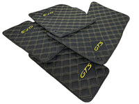 Leather Floor Mats for Porsche Cayenne GTS 2018-2023 Yellow Sewing - AutoWin