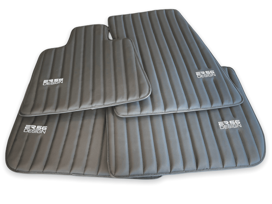 Black Leather Floor Mats for Rolls Royce Phantom VIII (2017-2024) ER56 Design Brand - AutoWin