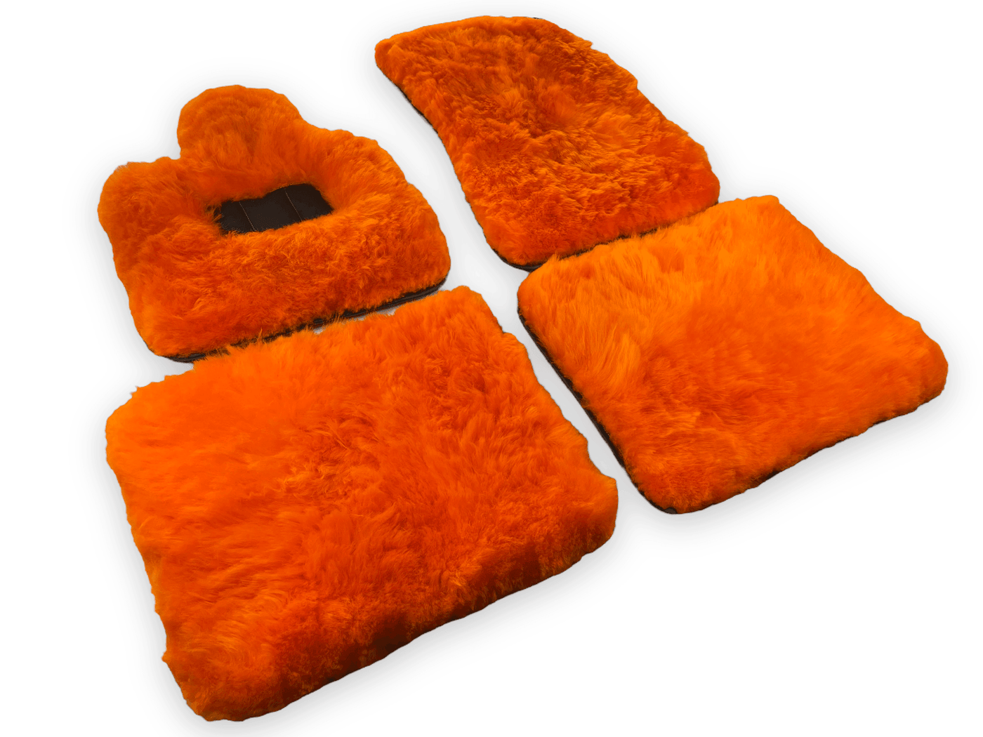 Orange Sheepskin Floor Mats For Rolls Royce Cullinan Rr31 2018-2023 Er56 Design Brand - AutoWin