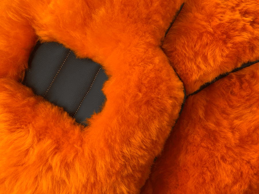 Orange Sheepskin Floor Mats For Rolls Royce Dawn Rr6 2016-2023 Er56 Design Brand - AutoWin
