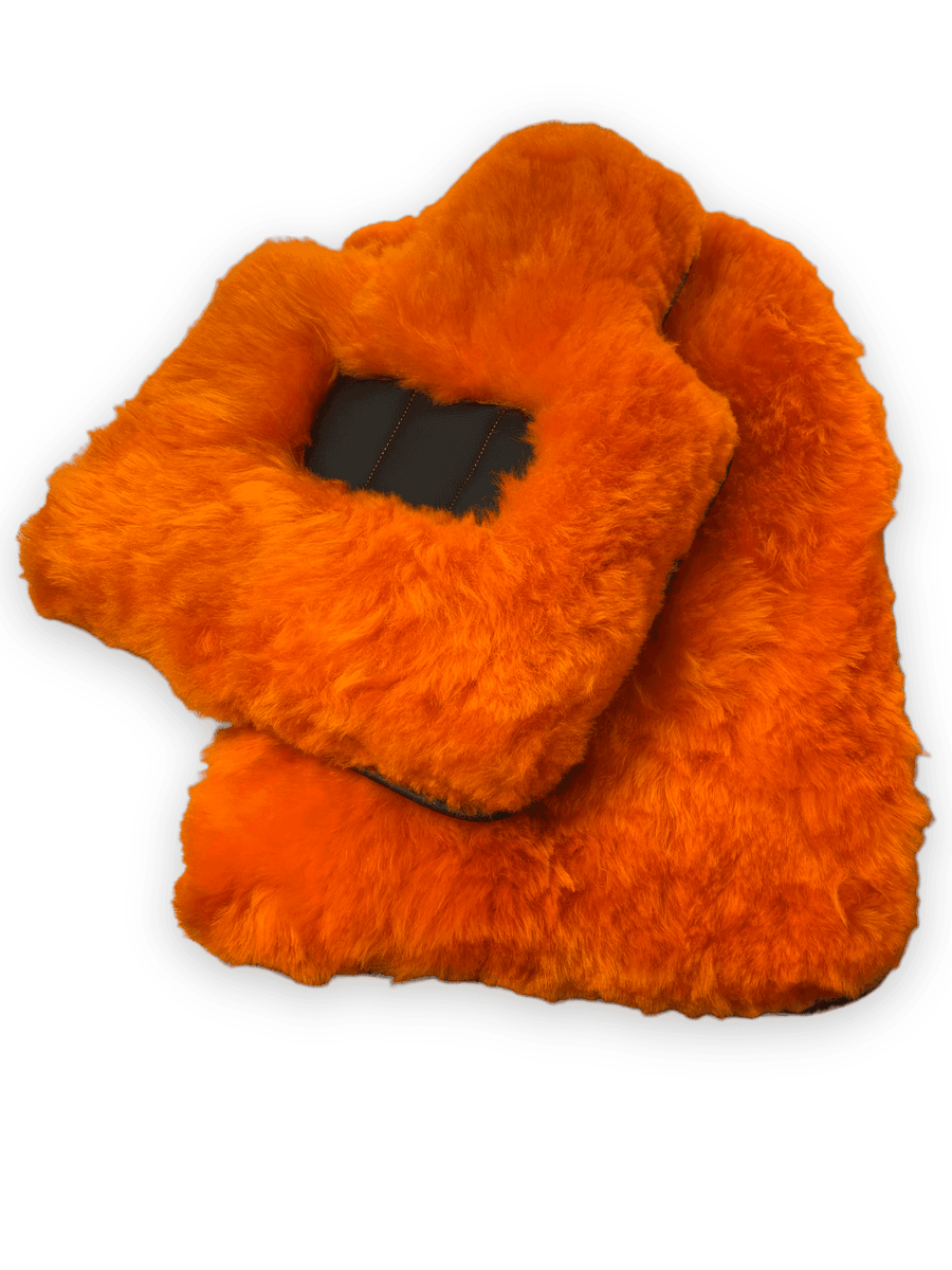 Orange Sheepskin Floor Mats For Rolls Royce Phantom VIII (2017-2024) ER56 Design Brand - AutoWin