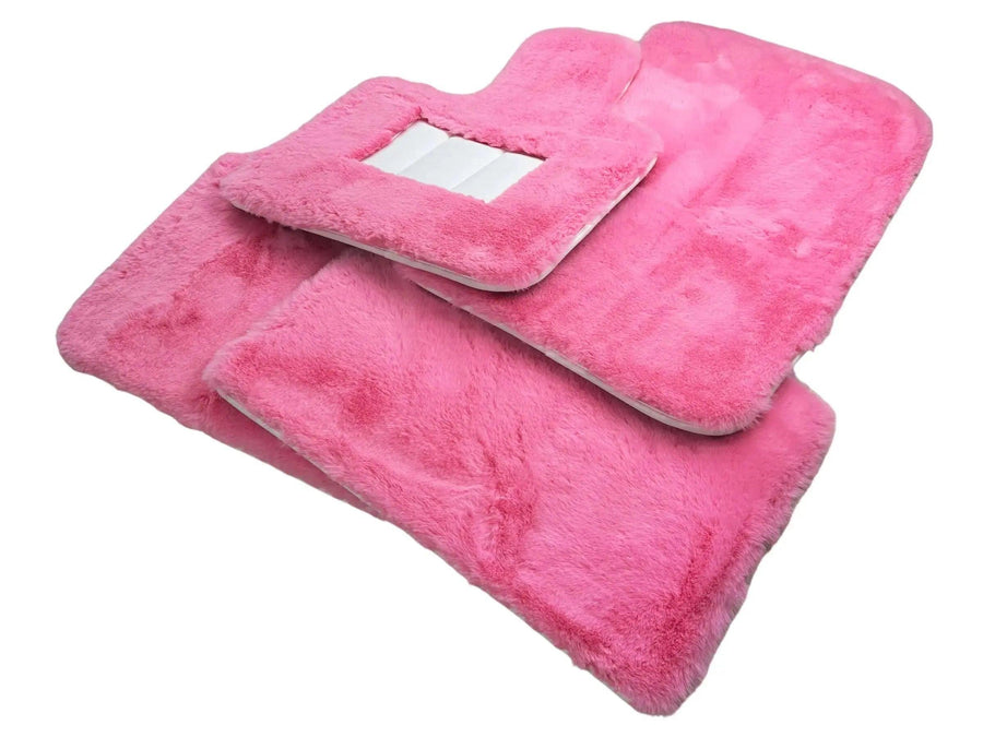 Pink Sheepskin Floor Mats For Bentley Flying Spur (2013-2019) Er56 Design Brand - AutoWin