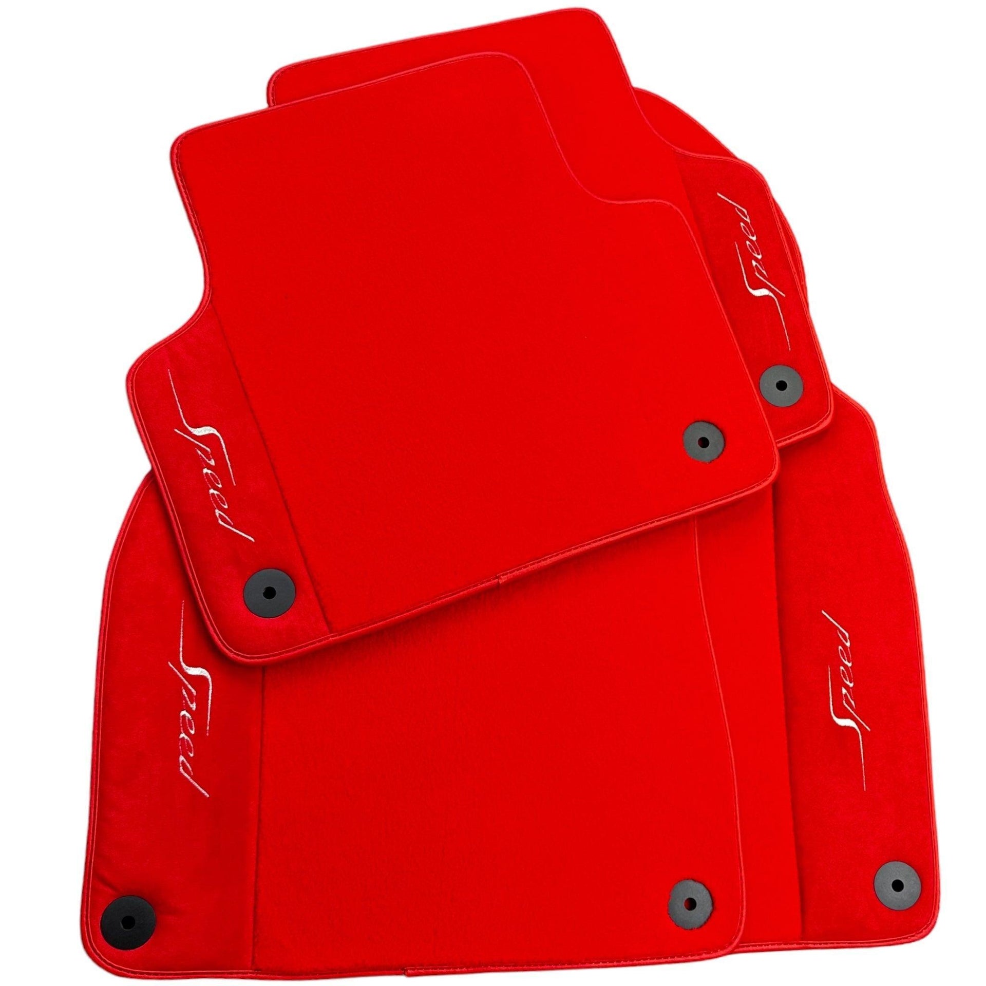 Red Floor Mats For Bentley Flying Spur (2013-2019) with Alcantara Leather - AutoWin