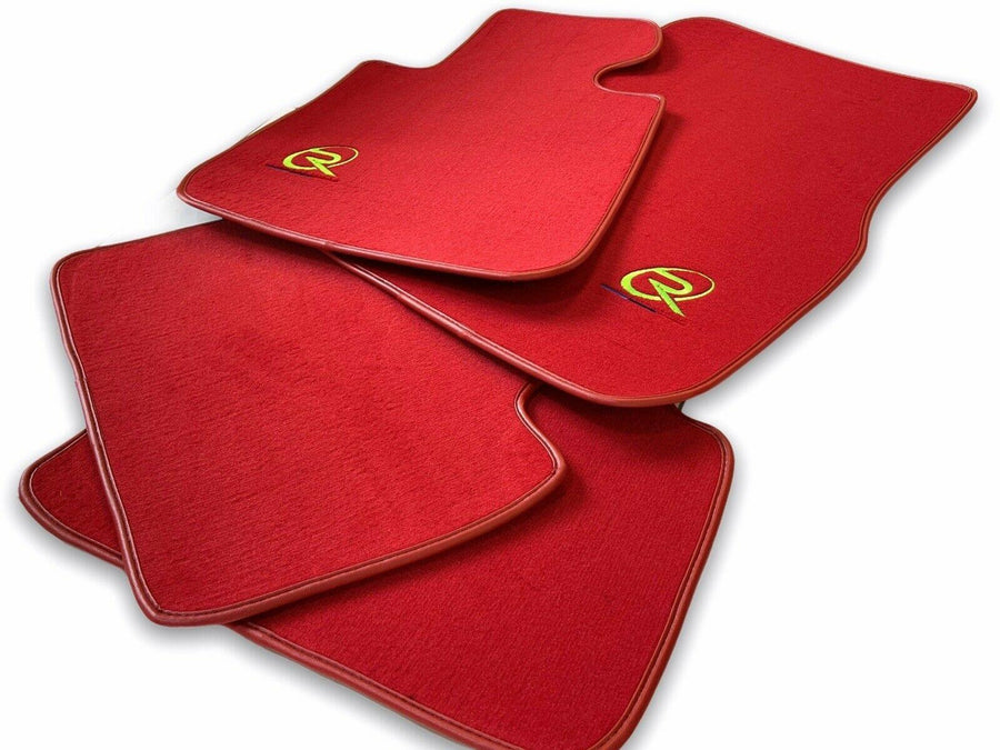 Red Floor Mats For BMW M4 G83 Convertible ROVBUT Brand Tailored Set Perfect Fit Green SNIP Collection - AutoWin