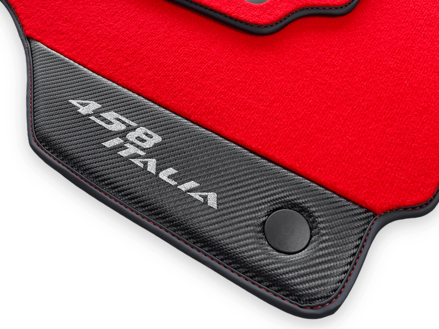 Red Floor Mats For Ferrari 458 Italia 2009-2015 With Carbon Fiber Leather - AutoWin