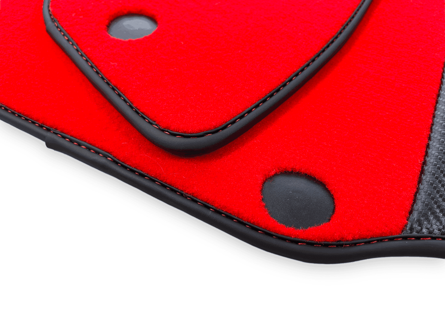 Red Floor Mats For Ferrari 812 Superfast With Carbon Fiber Leather - AutoWin