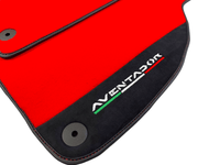 Red Floor Mats for Lamborghini Aventador With Alcantara Leather - AutoWin