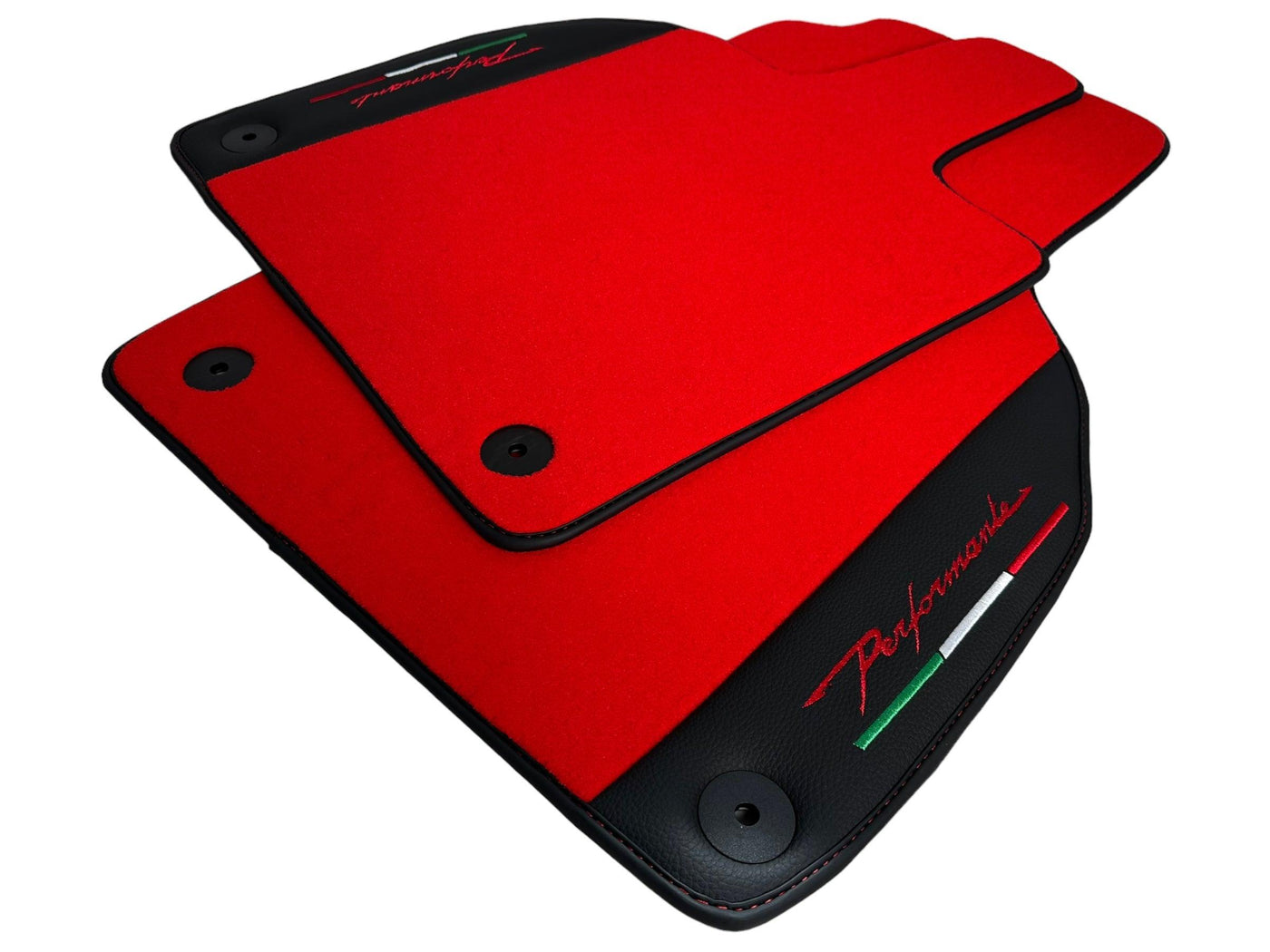 Red Floor Mats for Lamborghini Aventador With Black Leather - AutoWin