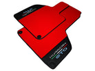 Red Floor Mats for Lamborghini Huracan STO With Black Leather Red Sewing - AutoWin