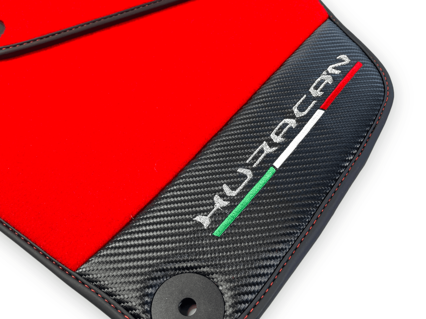 Red Floor Mats for Lamborghini Huracan With Carbon Fiber Leather - AutoWin