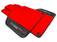 Red Floor Mats for Lamborghini Huracan With Carbon Fiber Leather - AutoWin